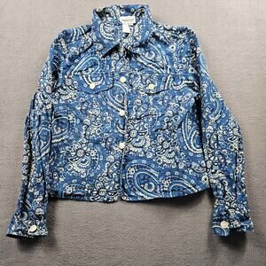 Vintage Coldwater Creek Paisley Top Button Up Womens S Boxy Crop Boho Western